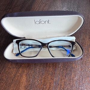 Lafont & Issy LA Eyewear Women's Dark Brown and Blue ‘Gusto’ Glasses